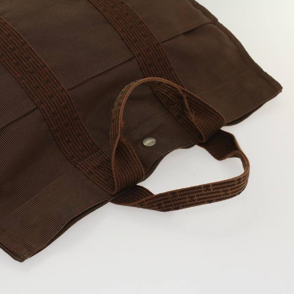 HERMES Her Line MM Hand Bag Canvas Brown Auth bs7825 - Picture 6 of 16